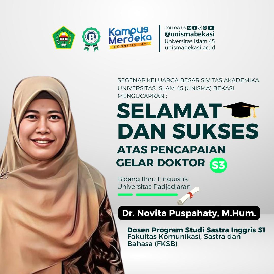 Selamat! Doktor Baru di Sastra Inggris FKSB Unisma Bekasi - Semakin Maju!